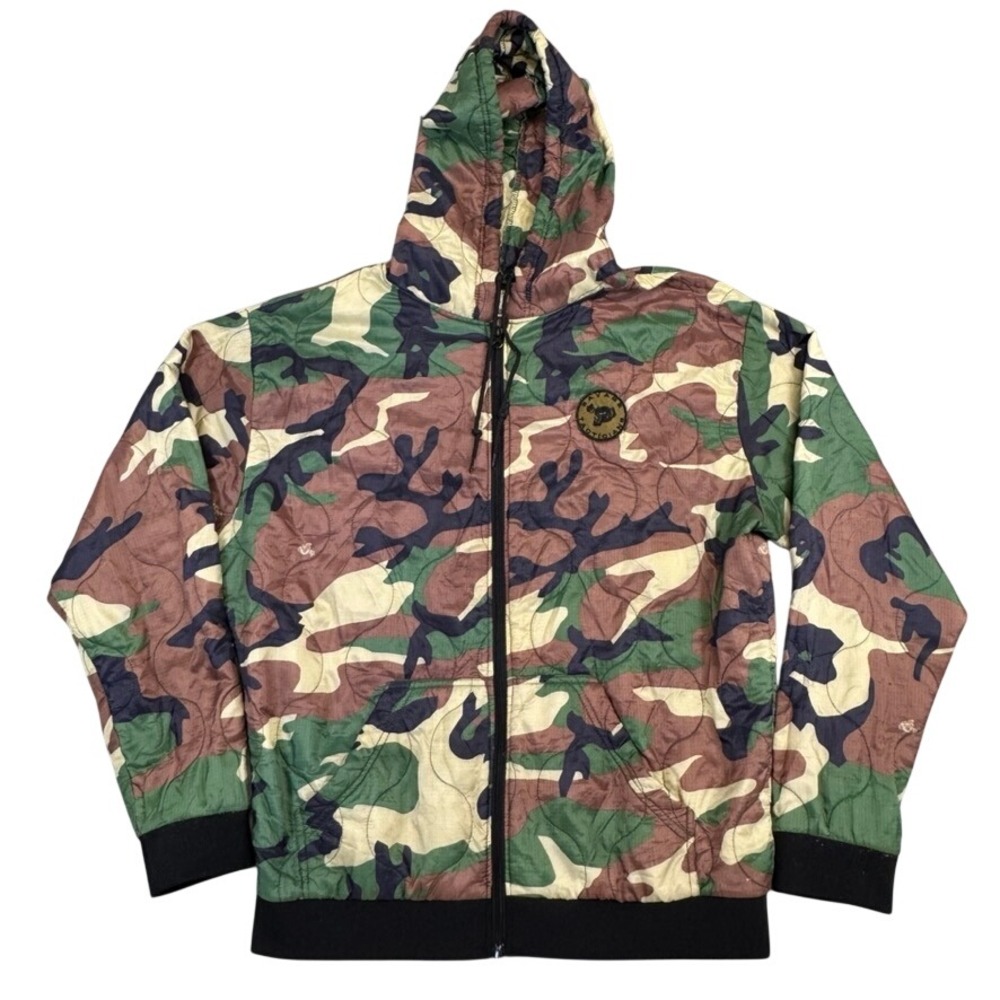 Savage Tacticians Camo Quilted Ripstop Full Zip Hoodie Jacket XL Woodland Camo